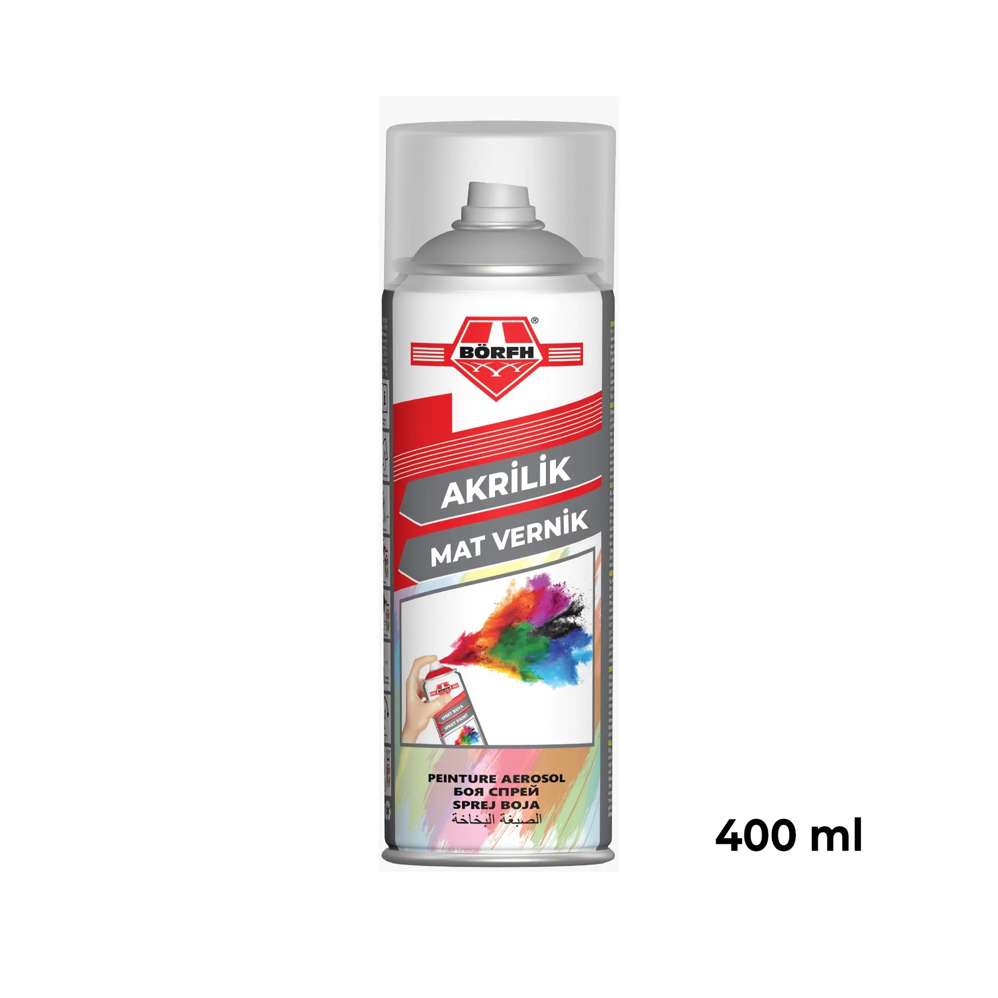 Börfh Akrilik Mat Vernik Sprey 400 ml Ahşap Metal Plastik Uyumlu Hızlı Kuruma Şeffaf Lak