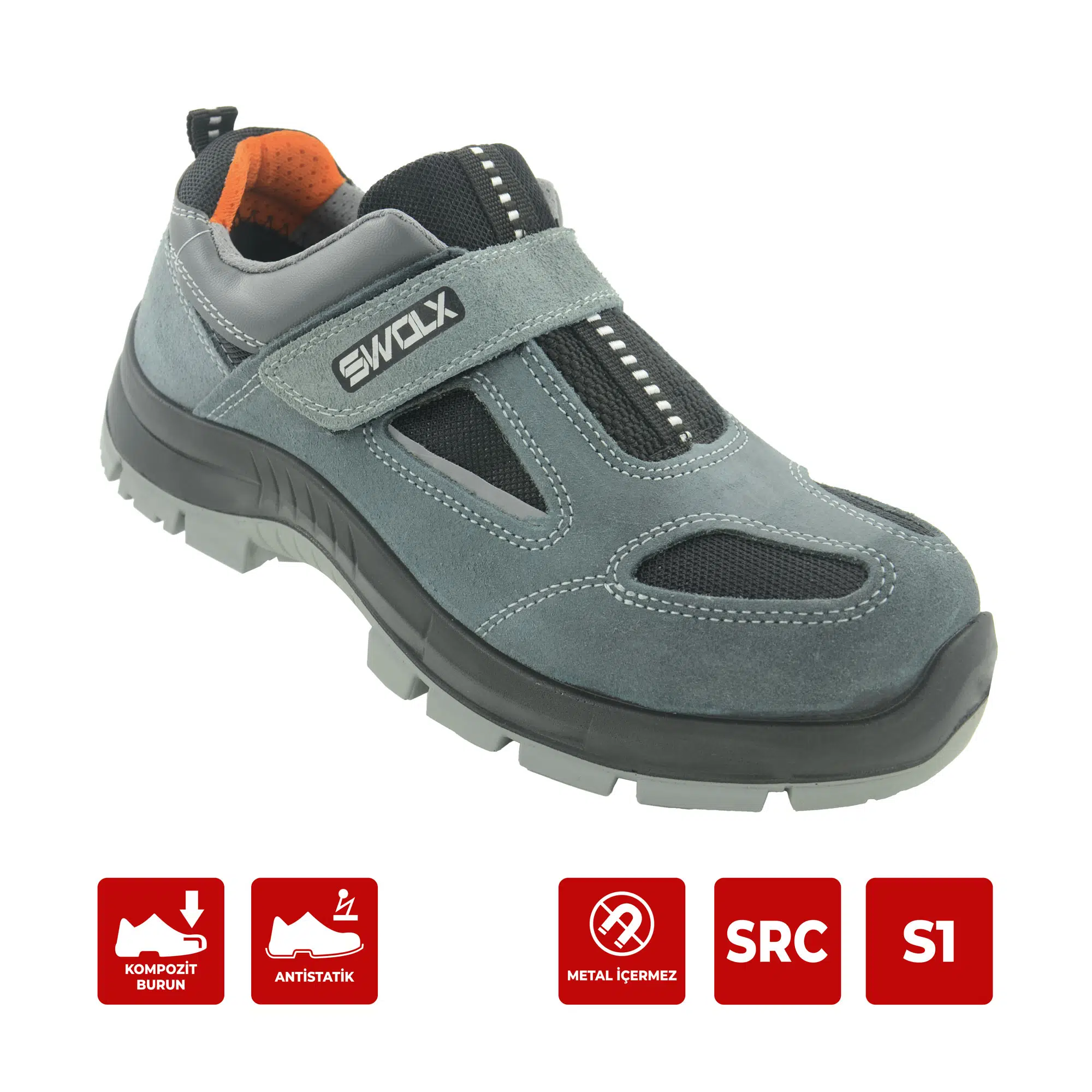 Swolx CLAS-X 12 Gri Süet Kaplama Kompozit Burunlu Suya Dayanıklı İş Ayakkabısı S1 44 Numara