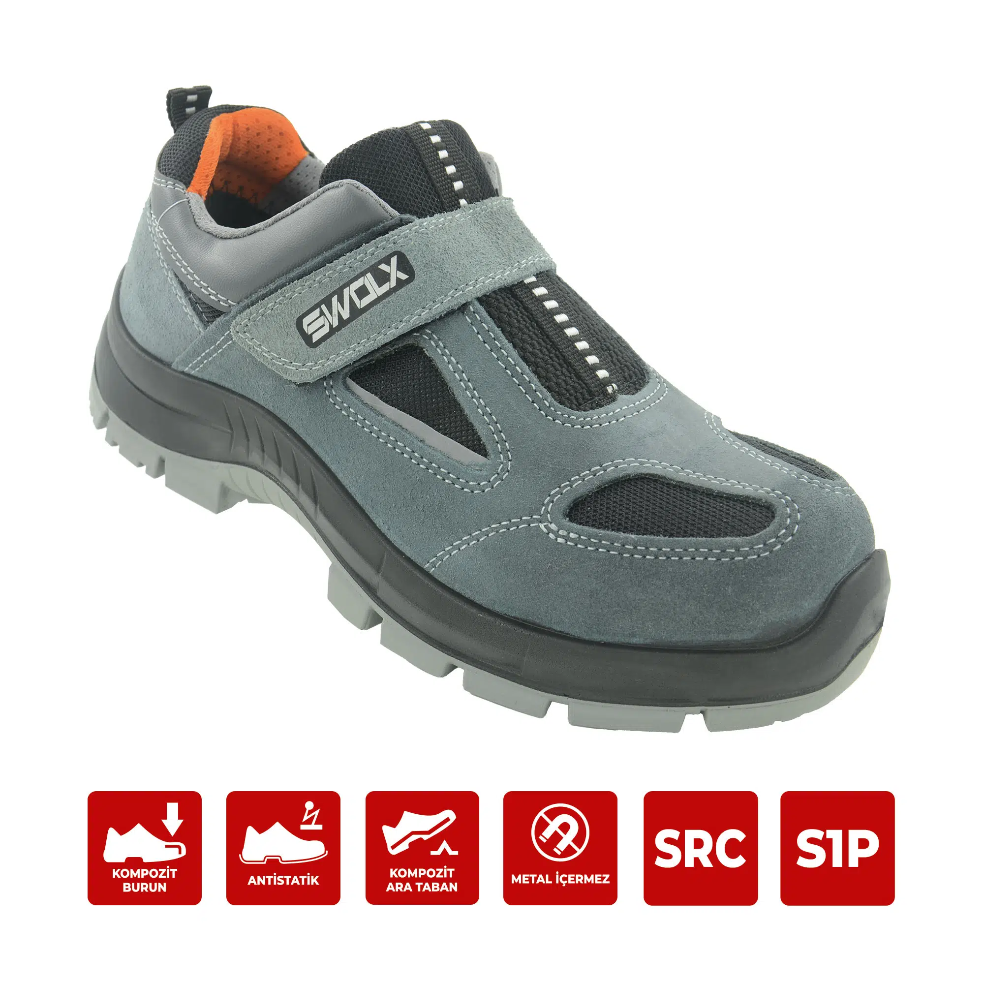 Swolx CLAS-X 12 Gri Süet Kaplama Kompozit Burunlu Suya Dayanıklı İş Ayakkabısı S1P 42 Numara