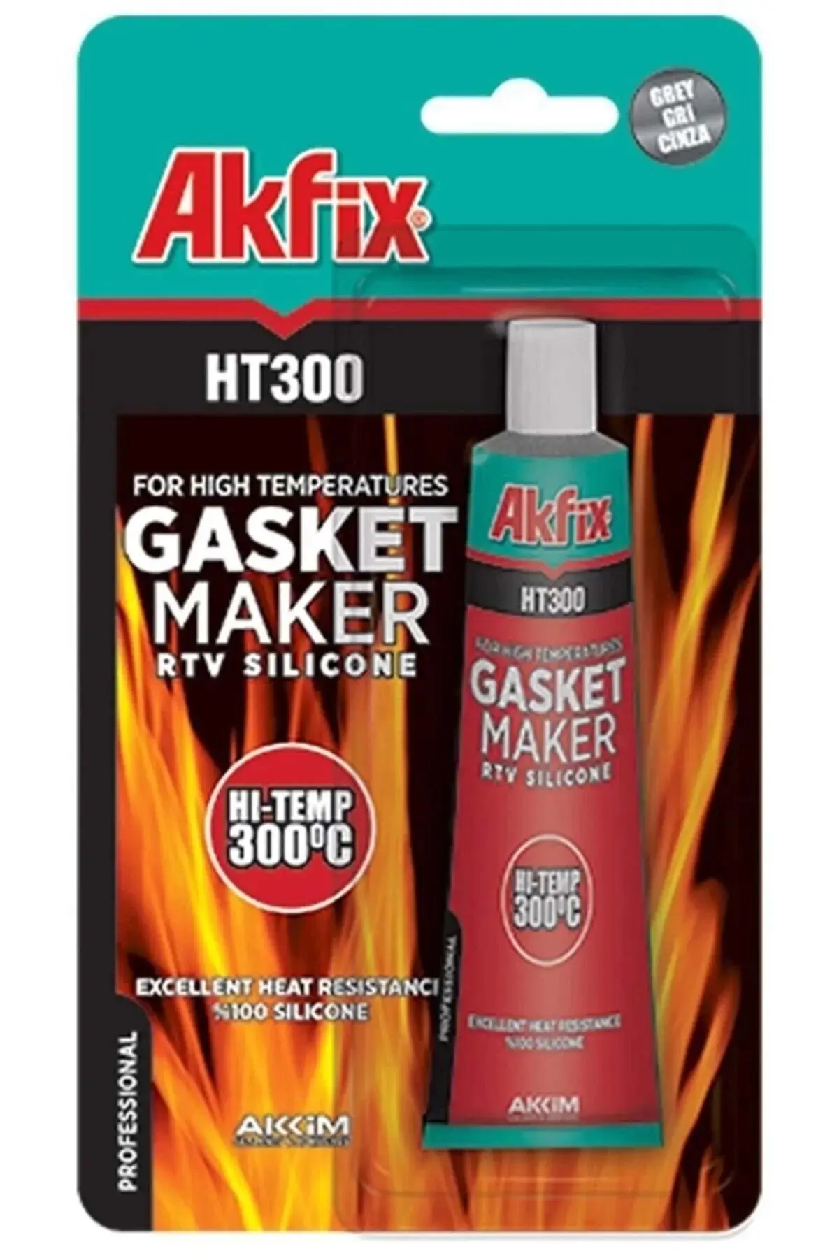 Akfix HT300 Yüksek Isı Silikonu 50 ml Metal Tüp Kırmızı 250 Derece Isıya Dayanıklı Silikon