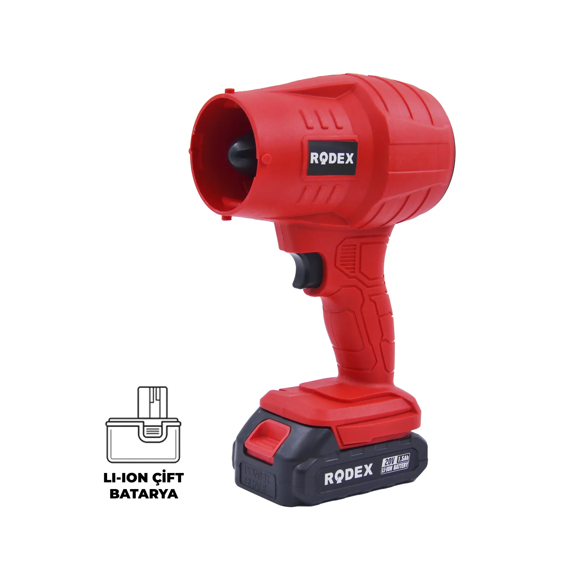 Rodex RDX3016 Akülü Jet Fan 20V Çift Akülü 2x1.5 Ah Yaprak ve Toz Üfleme Makinesi