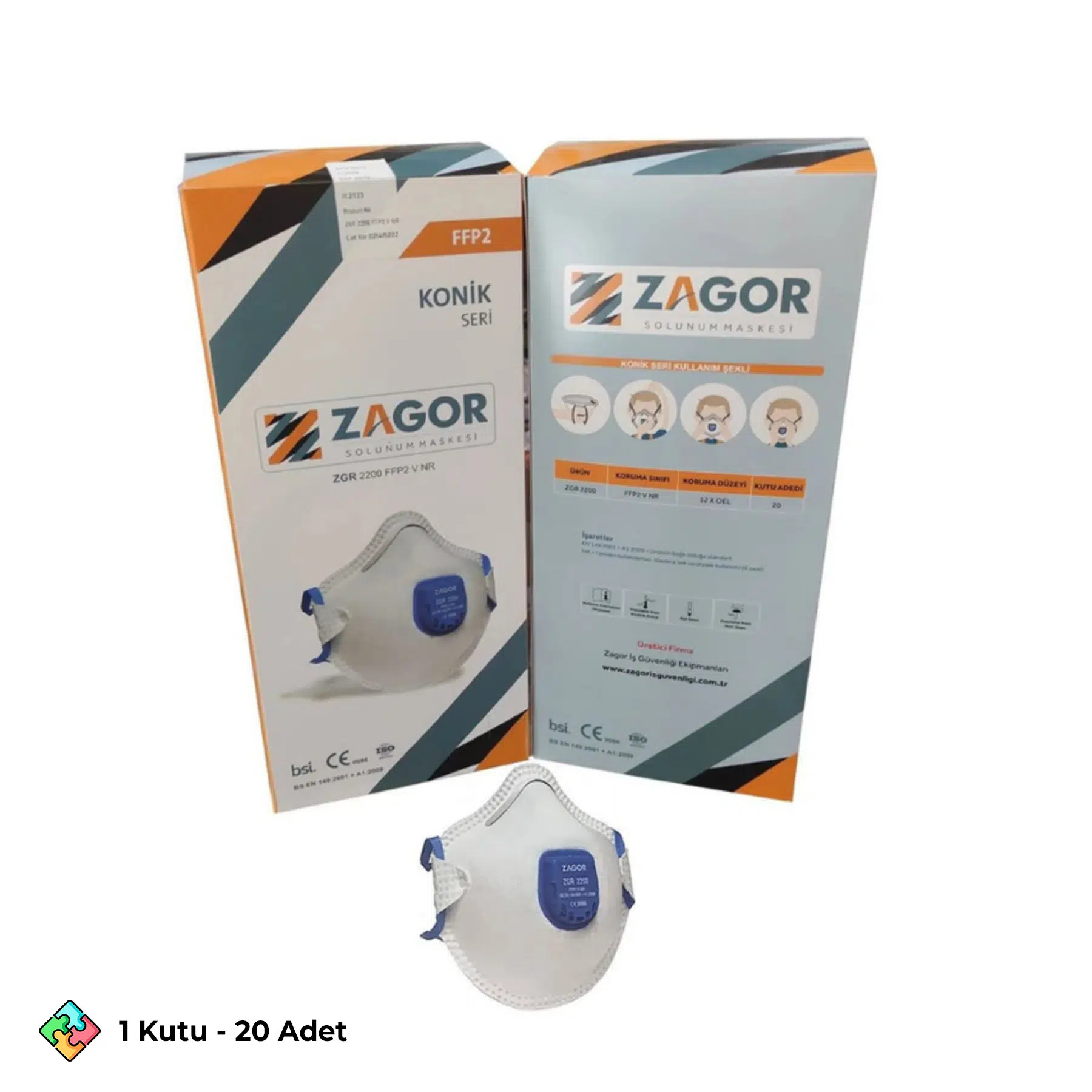 Zagor 2200 FFP2 Ventilli Toz Maskesi - Ev Temizlik ve Tadilat Toz Maskesi 20 adet